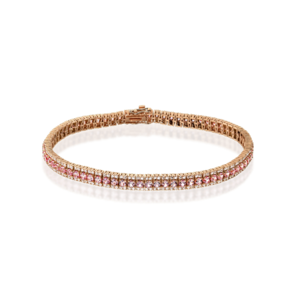 Bratara tennis din aur rose de 14kt cu safire si diamante transparente Jewelfest
