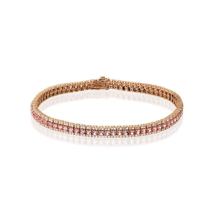 Bratara tennis din aur rose de 14kt cu safire si diamante transparente Jewelfest