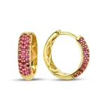 Cercei aur galben 14 kt hoops cristale roz